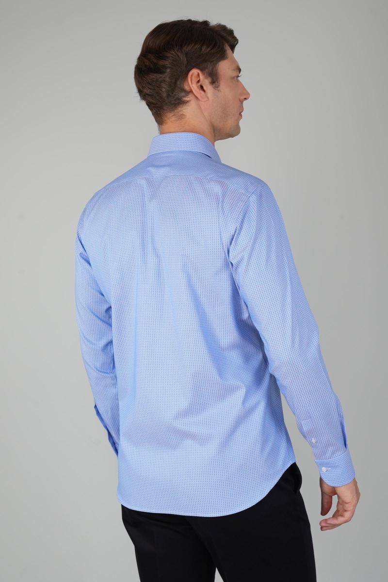 Uzun Kollu Erkek Regular Fit Mavi Klasik Gömlek (1)