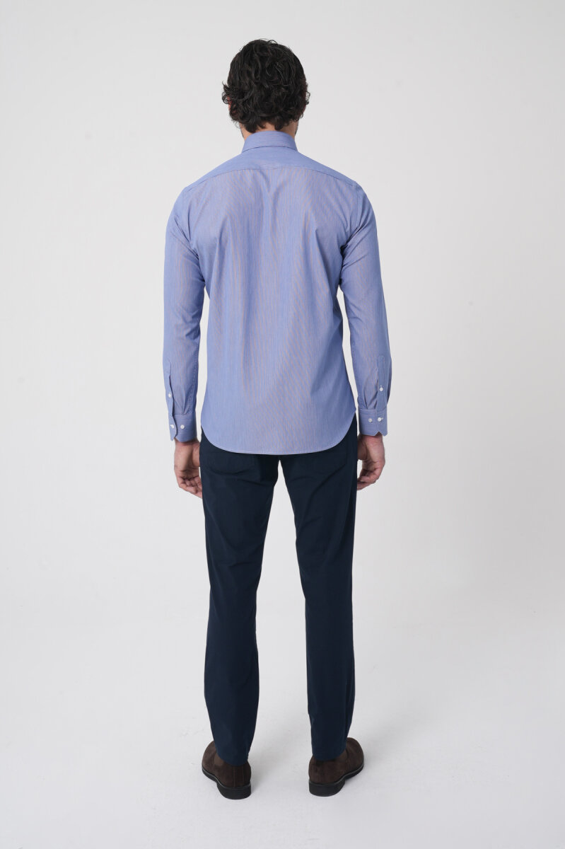 Uzun Kollu Klasik Yaka Erkek Lacivert Regular Fit Gömlek - 5