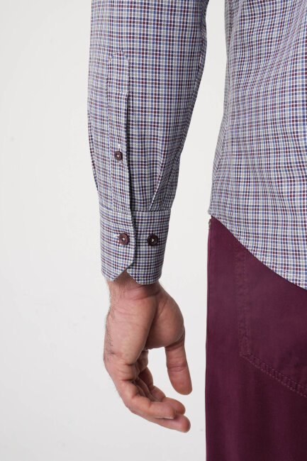 Uzun Kollu Paşa Yaka Regular Fit Erkek Gri Gömlek - 7