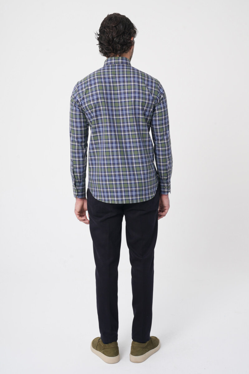 Uzun Kollu Paşa Yaka Regular Fit Erkek Haki Gömlek - 5