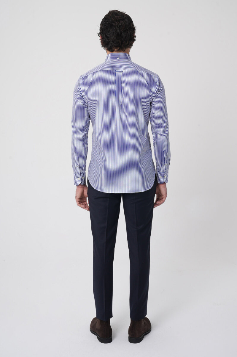 Uzun Kollu Paşa Yaka Regular Fit Erkek Lacivert Gömlek - 5