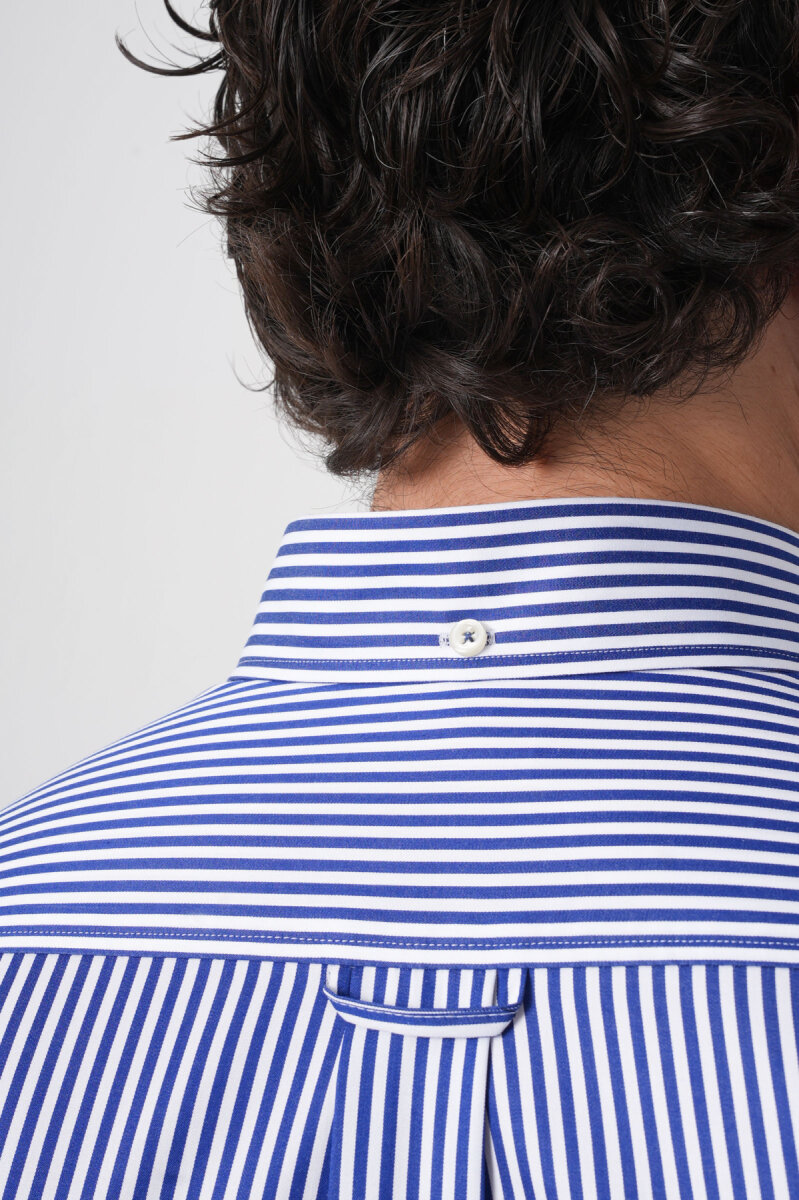 Uzun Kollu Paşa Yaka Regular Fit Erkek Lacivert Gömlek - 8