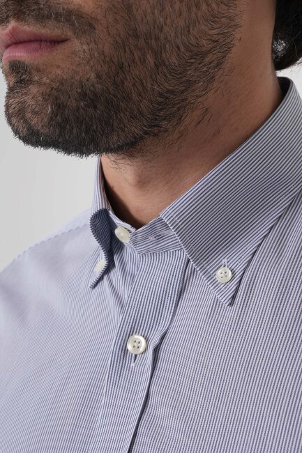 Uzun Kollu Paşa Yaka Regular Fit Erkek Siyah Cepsiz Gömlek - 7