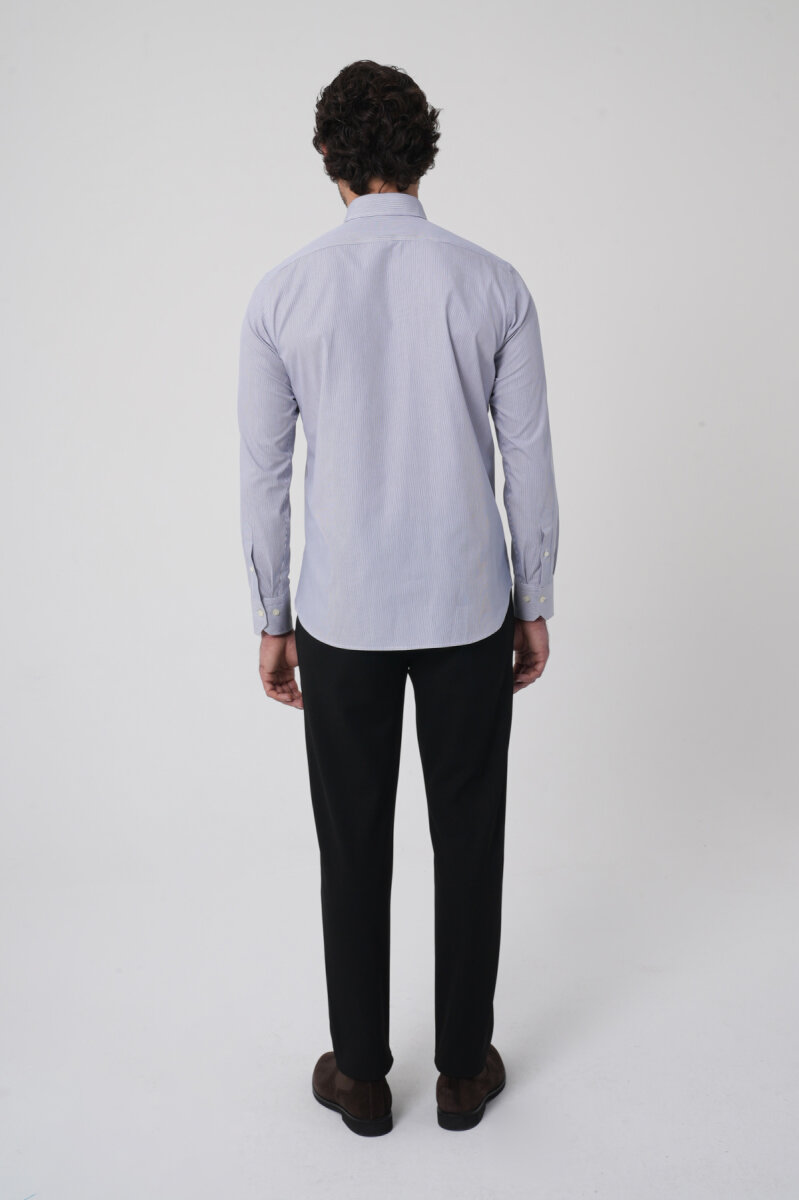 Uzun Kollu Paşa Yaka Regular Fit Erkek Siyah Cepsiz Gömlek - 6