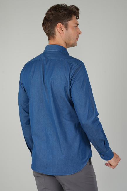 Uzun Kollu Regular Fit Spor Erkek  Denim Gömlek (1)