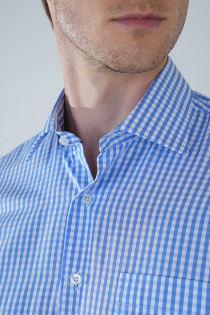 Uzun Kollu Tek Cep Mavi Pamuk Erkek Gömlek - 3