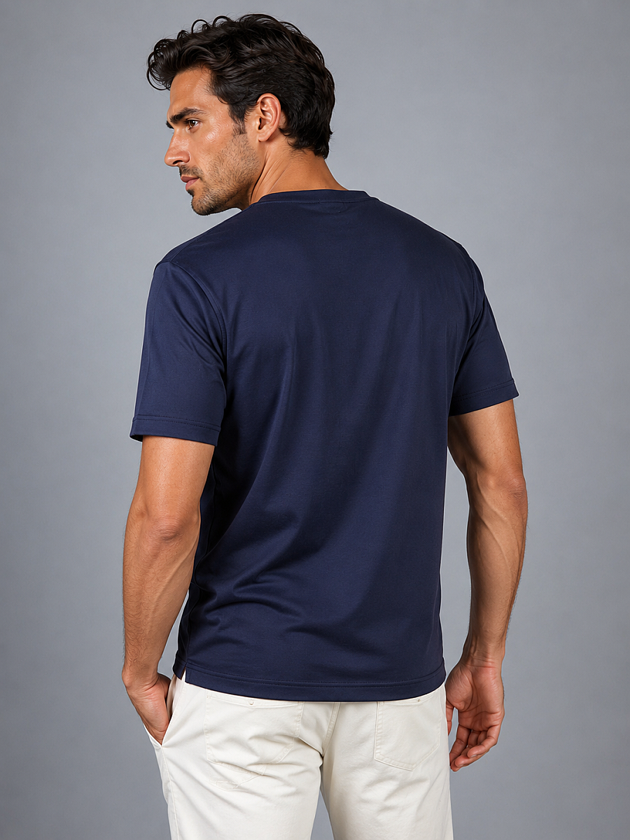 Lacivert V Yaka Basic T-shirt - 2