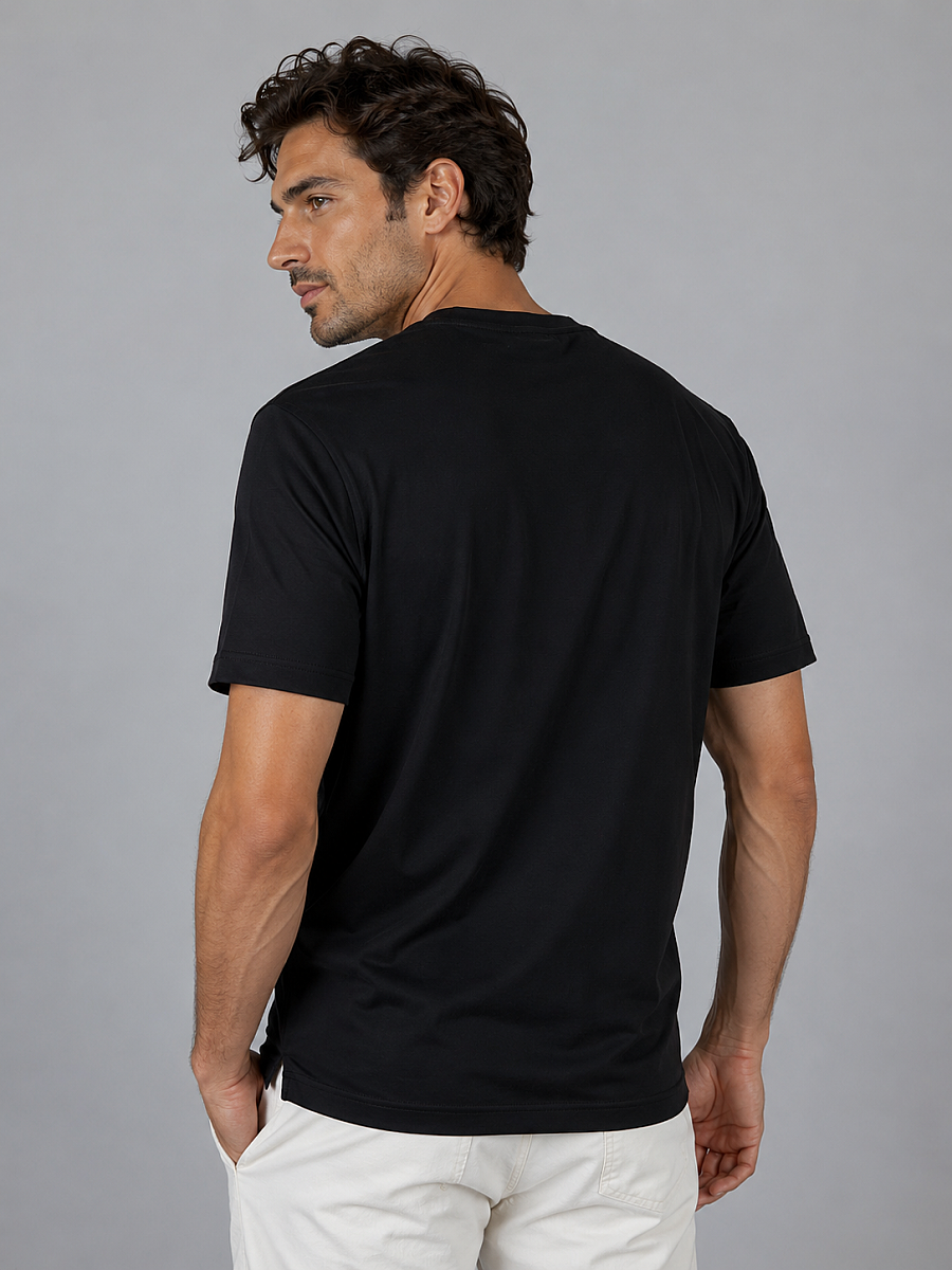 Siyah V Yaka Basic T-shirt - 2