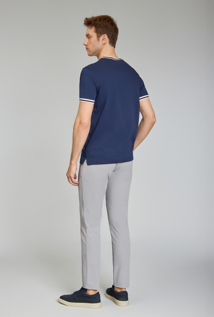 Yaka Detaylı Erkek Cool Touch Lacivert Tshirt - 6