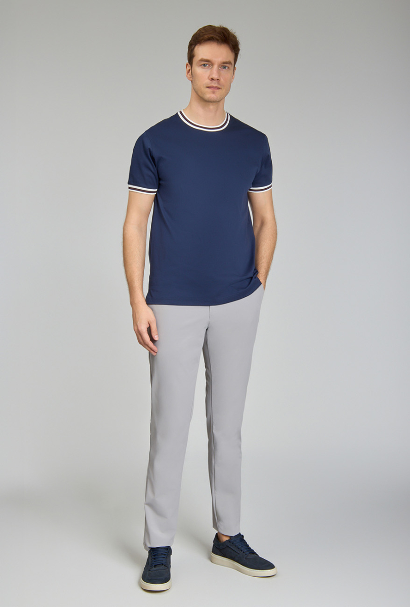 Yaka Detaylı Erkek Cool Touch Lacivert Tshirt - 3