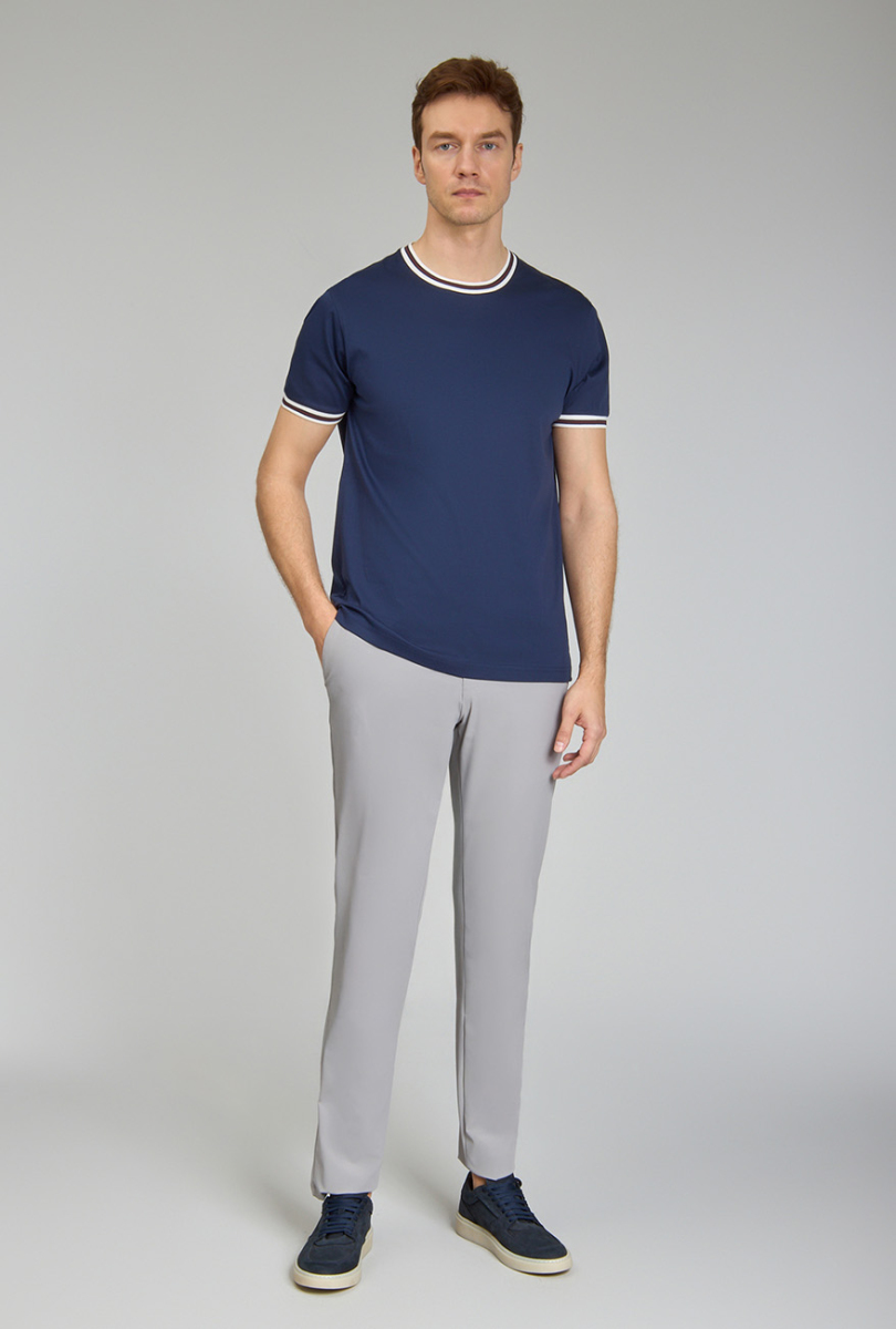 Yaka Detaylı Erkek Cool Touch Lacivert Tshirt - 5