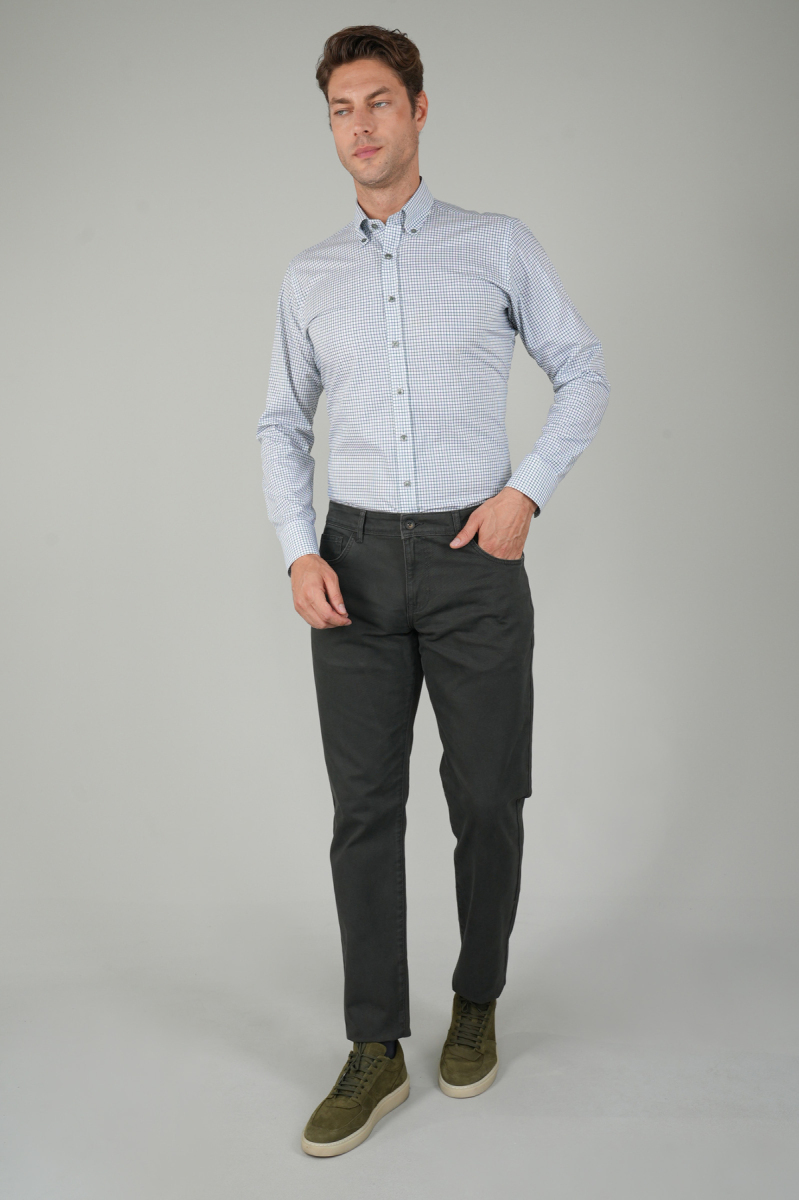 Yeşil Gabardin Pamuk 5 Cepli Spor Pantolon - 3