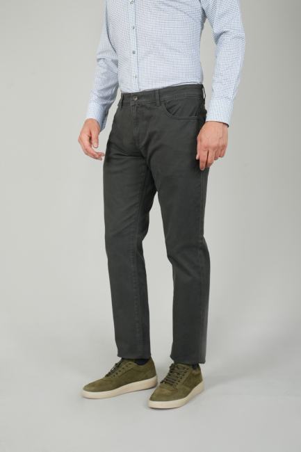 Yeşil Gabardin Pamuk 5 Cepli Spor Pantolon