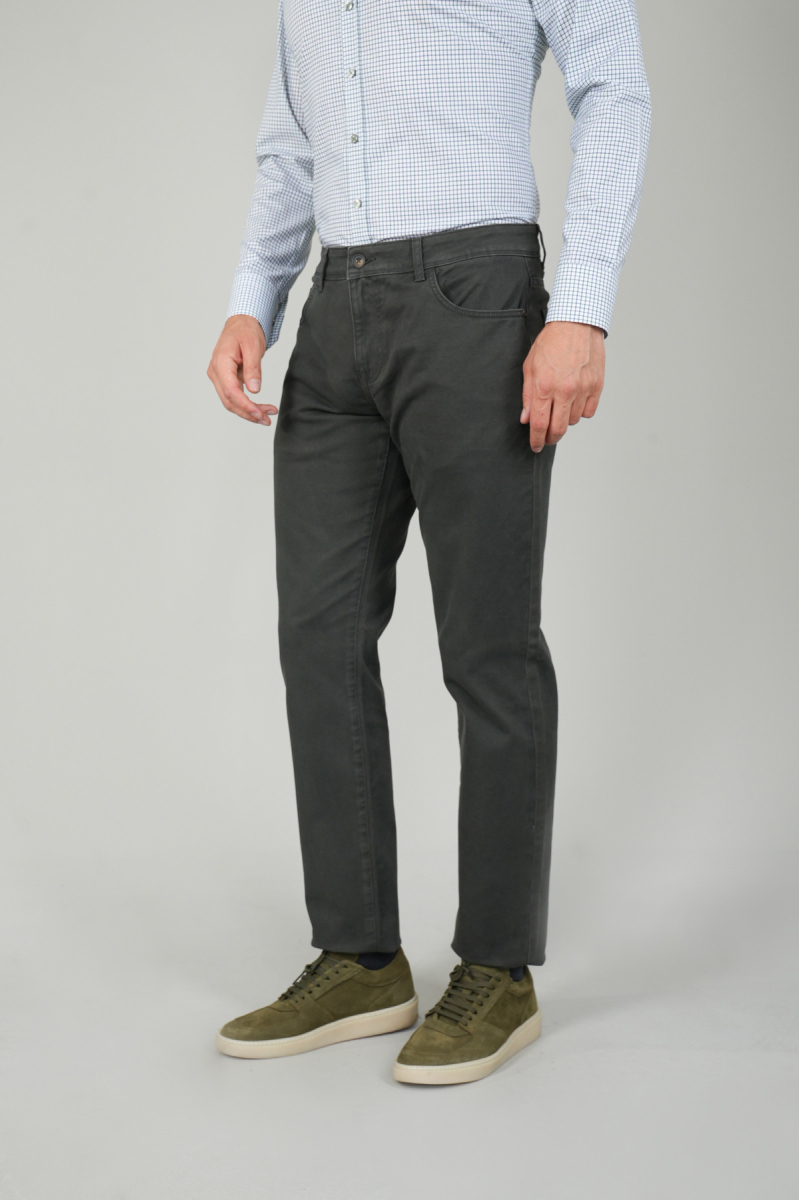 Yeşil Gabardin Pamuk 5 Cepli Spor Pantolon - 1