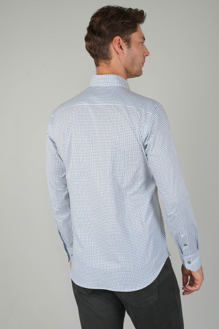 Yeşil Kareli Regular Fit Erkek Pamuk Gömlek - 2