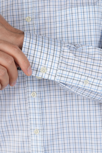 Yeşil Kareli Spor Uzun Kollu Erkek Gömlek - 3