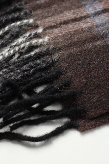 Yün Ekose Desenli Erkek Atkı Kahve - 4