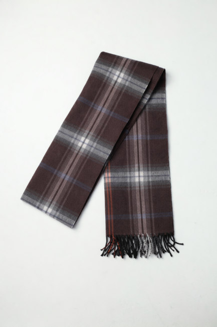 Yün Ekose Desenli Erkek Atkı Kahve (1)