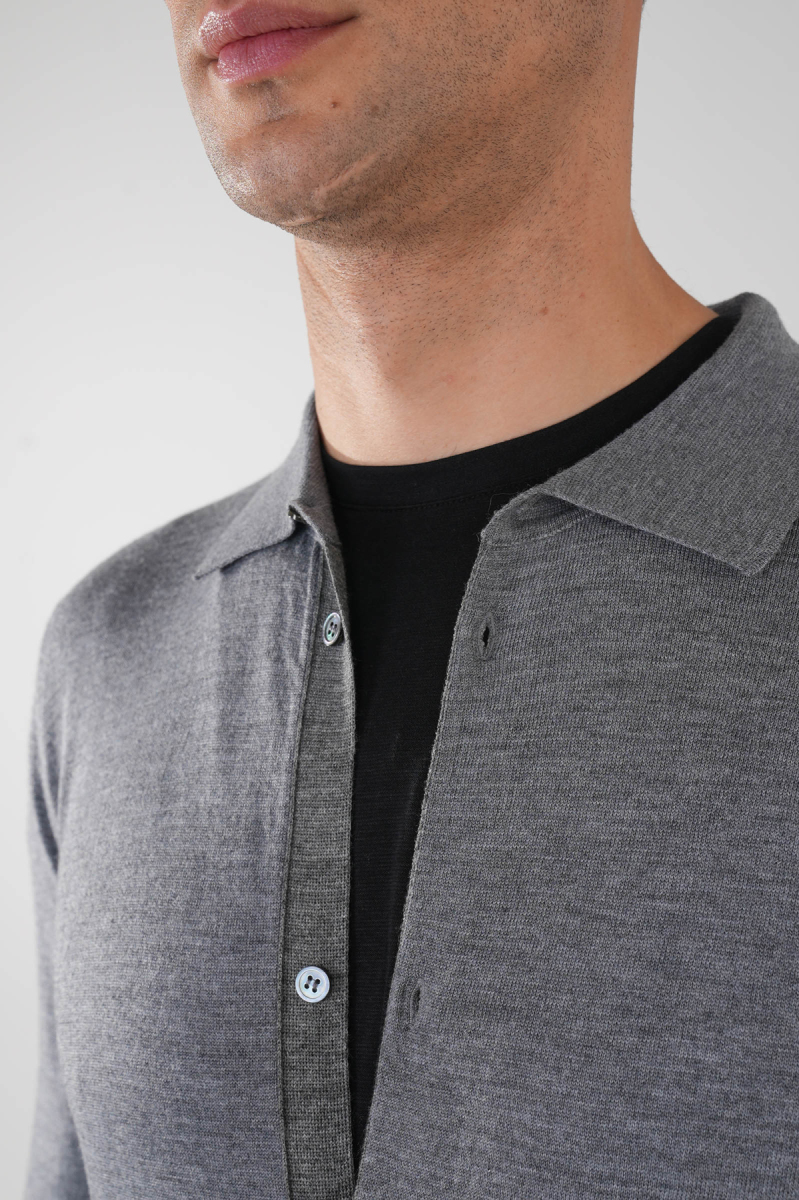 Yün Gri Erkek Triko Hırka - 3