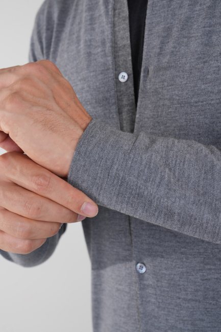 Yün Gri Erkek Triko Hırka - 4