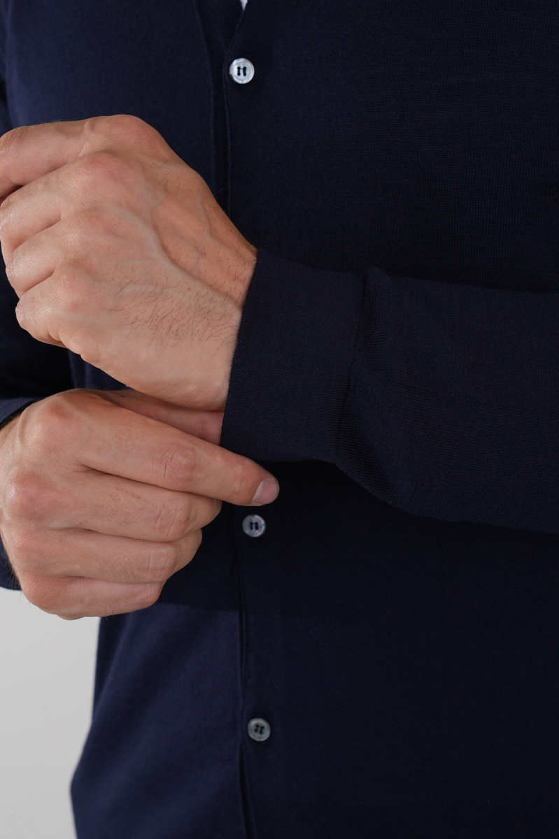 Yün Lacivert Erkek Triko Hırka - 4