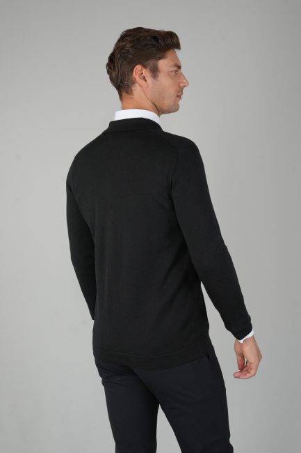 Yün Siyah Erkek Triko Hırka Yün (1)